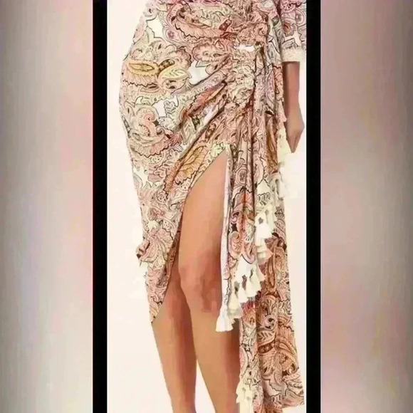 NWT $270 HALE BOB Los Angeles White Ivory Linen Solid Draped Skirt Venus Boho Xs - Picture 5 of 6